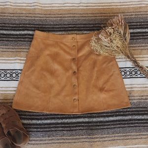 Suede Button Up Mini Skirt